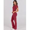 image:imageANRABESS Lounge Sets for Women 2 Piece Foldover Yoga Flare Leggings Pants Crop Tops Casual Y2K Outfits Matching Tracksuit SetRed