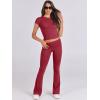 image:imageANRABESS Lounge Sets for Women 2 Piece Foldover Yoga Flare Leggings Pants Crop Tops Casual Y2K Outfits Matching Tracksuit SetRed