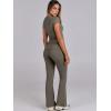 image:imageANRABESS Lounge Sets for Women 2 Piece Foldover Yoga Flare Leggings Pants Crop Tops Casual Y2K Outfits Matching Tracksuit SetTaupe