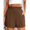 image:imageANRABESS Shorts for Women Summer Casual Elastic High Waisted Wide Leg Cute Dressy Beach Shorts 2026 Vacation Beach ClothesBrown Red