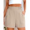 image:imageANRABESS Shorts for Women Summer Casual Elastic High Waisted Wide Leg Cute Dressy Beach Shorts 2026 Vacation Beach ClothesKhaki