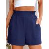 image:imageANRABESS Shorts for Women Summer Casual Elastic High Waisted Wide Leg Cute Dressy Beach Shorts 2026 Vacation Beach ClothesNavy Blue