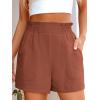 image:imageANRABESS Shorts for Women Summer Casual Elastic High Waisted Wide Leg Cute Dressy Beach Shorts 2026 Vacation Beach ClothesRust