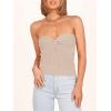 image:imageANRABESS Tube Top for Women Summer Strapless Bandeau Knit Twist Knot Corset Crop Basic Tank Tops 2026 Vacation Beach ClothesApricot