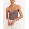 image:imageANRABESS Tube Top for Women Summer Strapless Bandeau Knit Twist Knot Corset Crop Basic Tank Tops 2026 Vacation Beach ClothesDeep Khaki