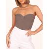 image:imageANRABESS Tube Top for Women Summer Strapless Bandeau Knit Twist Knot Corset Crop Basic Tank Tops 2026 Vacation Beach ClothesDeep Khaki