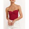 image:imageANRABESS Tube Top for Women Summer Strapless Bandeau Knit Twist Knot Corset Crop Basic Tank Tops 2026 Vacation Beach ClothesRed