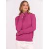 image:imageANRABESS Turtleneck Sweaters for Women Long Sleeve Dressy Casual Soft Knitted Button Pullover Tops 2025 Fall Winter ClothesHot Pink