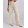 image:imageANRABESS Women 2 Piece Lounge Pajamas Sets Casual Ribbed Knit Long Sleeve Top Pants Matching Set 2025 Fall Outfits ClothesBeige