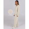 image:imageANRABESS Women 2 Piece Lounge Pajamas Sets Casual Ribbed Knit Long Sleeve Top Pants Matching Set 2025 Fall Outfits ClothesBeige