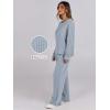 image:imageANRABESS Women 2 Piece Lounge Pajamas Sets Casual Ribbed Knit Long Sleeve Top Pants Matching Set 2025 Fall Outfits ClothesBlue