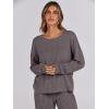 image:imageANRABESS Women 2 Piece Lounge Pajamas Sets Casual Ribbed Knit Long Sleeve Top Pants Matching Set 2025 Fall Outfits ClothesDark Brown