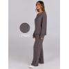 image:imageANRABESS Women 2 Piece Lounge Pajamas Sets Casual Ribbed Knit Long Sleeve Top Pants Matching Set 2025 Fall Outfits ClothesDark Brown