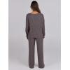 image:imageANRABESS Women 2 Piece Lounge Pajamas Sets Casual Ribbed Knit Long Sleeve Top Pants Matching Set 2025 Fall Outfits ClothesDark Brown