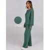 image:imageANRABESS Women 2 Piece Lounge Pajamas Sets Casual Ribbed Knit Long Sleeve Top Pants Matching Set 2025 Fall Outfits ClothesGreen