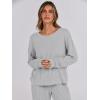 image:imageANRABESS Women 2 Piece Lounge Pajamas Sets Casual Ribbed Knit Long Sleeve Top Pants Matching Set 2025 Fall Outfits ClothesGrey