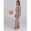 image:imageANRABESS Women 2 Piece Lounge Pajamas Sets Casual Ribbed Knit Long Sleeve Top Pants Matching Set 2025 Fall Outfits ClothesKhaki
