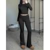 image:imageANRABESS Women 2 Piece Outfits Spring Lounge Sets Long Sleeve Cropped Top Fold Over Flare Pants Comfy Pajamas Set Y2K ClothesBlack