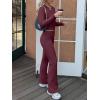 image:imageANRABESS Women 2 Piece Outfits Spring Lounge Sets Long Sleeve Cropped Top Fold Over Flare Pants Comfy Pajamas Set Y2K ClothesBurgundy