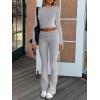 image:imageANRABESS Women 2 Piece Outfits Spring Lounge Sets Long Sleeve Cropped Top Fold Over Flare Pants Comfy Pajamas Set Y2K ClothesGrey