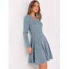 image:imageANRABESS Women Long Sleeve Ribbed Knit Short Dresses 2026 Spring V Neck Casual Swing A Line Sweater DressBlue