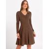 image:imageANRABESS Women Long Sleeve Ribbed Knit Short Dresses 2026 Spring V Neck Casual Swing A Line Sweater DressBrown