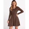 image:imageANRABESS Women Long Sleeve Ribbed Knit Short Dresses 2026 Spring V Neck Casual Swing A Line Sweater DressBrown