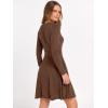 image:imageANRABESS Women Long Sleeve Ribbed Knit Short Dresses 2026 Spring V Neck Casual Swing A Line Sweater DressBrown