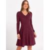 image:imageANRABESS Women Long Sleeve Ribbed Knit Short Dresses 2026 Spring V Neck Casual Swing A Line Sweater DressBurgundy