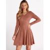 image:imageANRABESS Women Long Sleeve Ribbed Knit Short Dresses 2026 Spring V Neck Casual Swing A Line Sweater DressCaramel