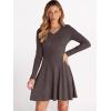 image:imageANRABESS Women Long Sleeve Ribbed Knit Short Dresses 2026 Spring V Neck Casual Swing A Line Sweater DressChocolate Brown
