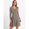 image:imageANRABESS Women Long Sleeve Ribbed Knit Short Dresses 2026 Spring V Neck Casual Swing A Line Sweater DressCool Ash Brown