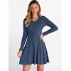 image:imageANRABESS Women Long Sleeve Ribbed Knit Short Dresses 2026 Spring V Neck Casual Swing A Line Sweater DressDark Blue