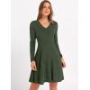 image:imageANRABESS Women Long Sleeve Ribbed Knit Short Dresses 2026 Spring V Neck Casual Swing A Line Sweater DressDeep Green