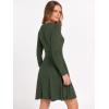 image:imageANRABESS Women Long Sleeve Ribbed Knit Short Dresses 2026 Spring V Neck Casual Swing A Line Sweater DressDeep Green