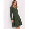 image:imageANRABESS Women Long Sleeve Ribbed Knit Short Dresses 2026 Spring V Neck Casual Swing A Line Sweater DressDeep Green