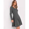 image:imageANRABESS Women Long Sleeve Ribbed Knit Short Dresses 2026 Spring V Neck Casual Swing A Line Sweater DressDeep Grey