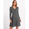 image:imageANRABESS Women Long Sleeve Ribbed Knit Short Dresses 2026 Spring V Neck Casual Swing A Line Sweater DressDeep Grey