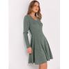 image:imageANRABESS Women Long Sleeve Ribbed Knit Short Dresses 2026 Spring V Neck Casual Swing A Line Sweater DressGreen