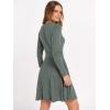 image:imageANRABESS Women Long Sleeve Ribbed Knit Short Dresses 2026 Spring V Neck Casual Swing A Line Sweater DressGreen