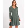 image:imageANRABESS Women Long Sleeve Ribbed Knit Short Dresses 2026 Spring V Neck Casual Swing A Line Sweater DressGreen