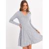image:imageANRABESS Women Long Sleeve Ribbed Knit Short Dresses 2026 Spring V Neck Casual Swing A Line Sweater DressGrey