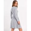 image:imageANRABESS Women Long Sleeve Ribbed Knit Short Dresses 2026 Spring V Neck Casual Swing A Line Sweater DressGrey