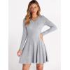 image:imageANRABESS Women Long Sleeve Ribbed Knit Short Dresses 2026 Spring V Neck Casual Swing A Line Sweater DressGrey