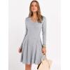 image:imageANRABESS Women Long Sleeve Ribbed Knit Short Dresses 2026 Spring V Neck Casual Swing A Line Sweater DressGrey