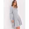 image:imageANRABESS Women Long Sleeve Ribbed Knit Short Dresses 2026 Spring V Neck Casual Swing A Line Sweater DressGrey
