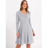image:imageANRABESS Women Long Sleeve Ribbed Knit Short Dresses 2026 Spring V Neck Casual Swing A Line Sweater DressGrey