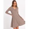 image:imageANRABESS Women Long Sleeve Ribbed Knit Short Dresses 2026 Spring V Neck Casual Swing A Line Sweater DressKhaki