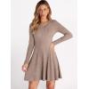 image:imageANRABESS Women Long Sleeve Ribbed Knit Short Dresses 2026 Spring V Neck Casual Swing A Line Sweater DressKhaki