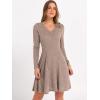 image:imageANRABESS Women Long Sleeve Ribbed Knit Short Dresses 2026 Spring V Neck Casual Swing A Line Sweater DressKhaki